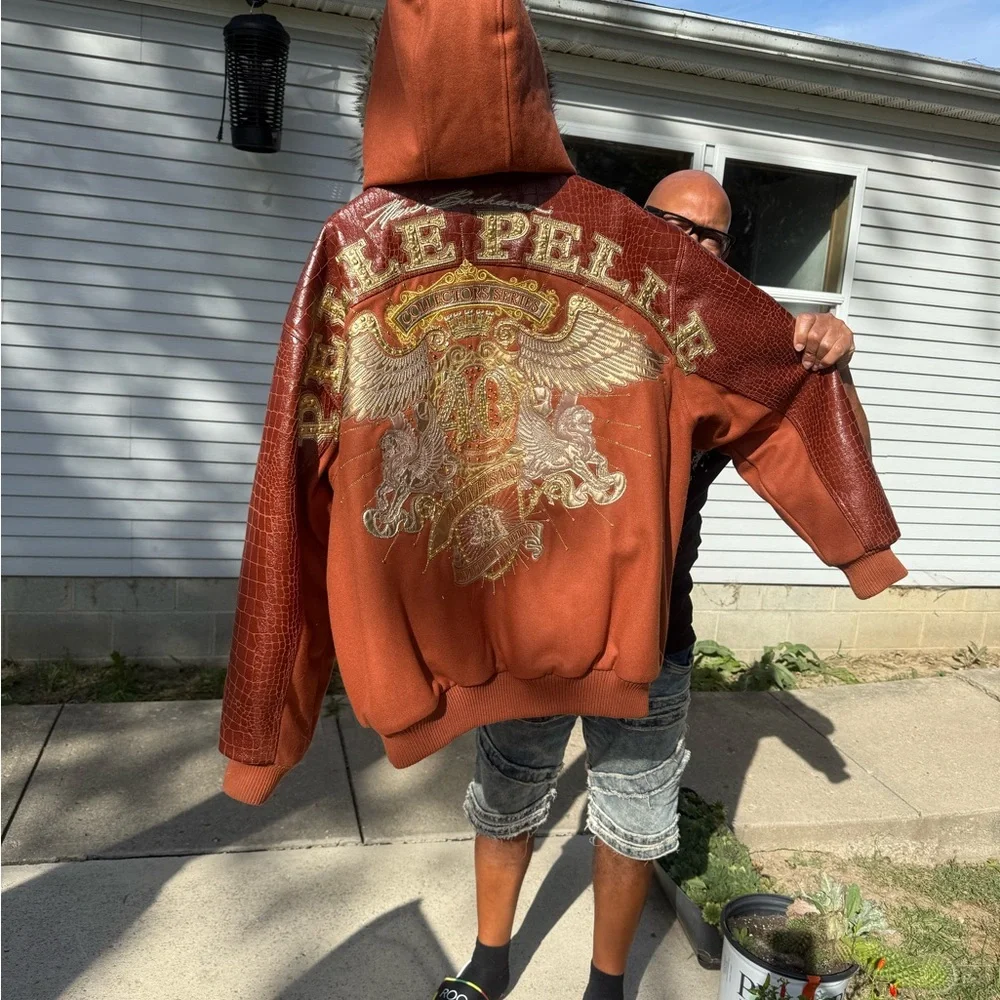 Pelle Pelle Brown Leather Jacket with Fur Collar - Picture 2 of 6